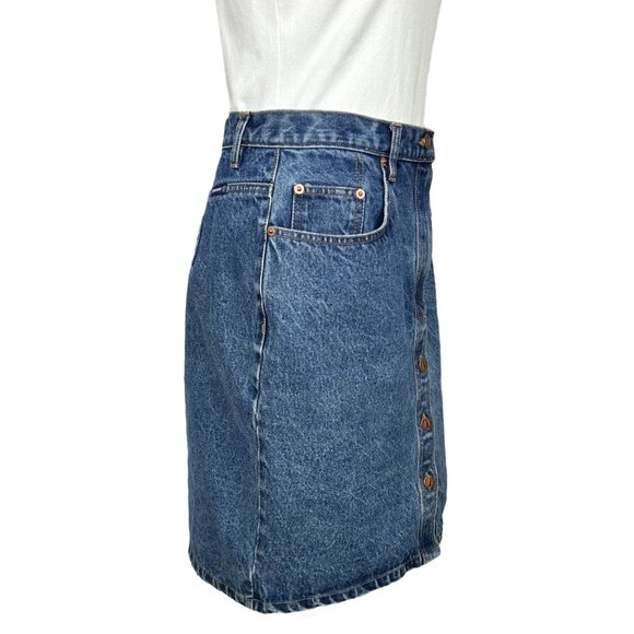 Vintage 90s-Y2K Jordache High Waisted Knee Length Denim Skirt - Picture 4 of 10